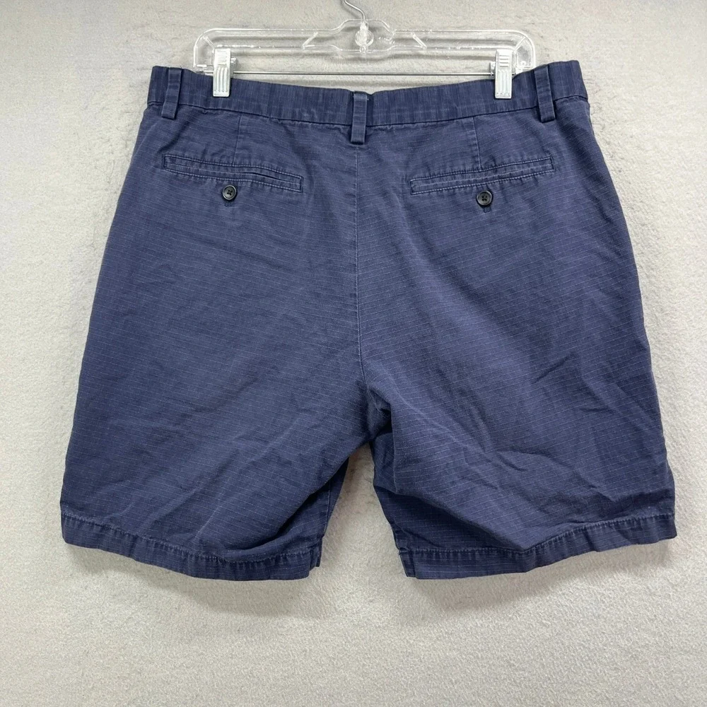 Banana Republic Shorts Men 35 Navy Blue Plaid Ripstop Chino Casual Preppy Summer